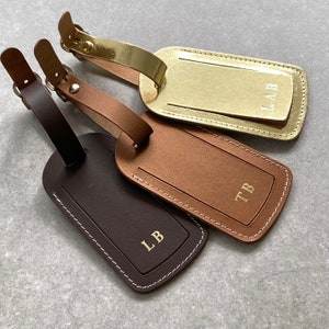 Luggage Tag Recycled Leather add your initials image 3
