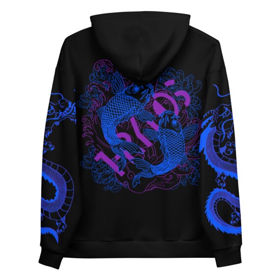 Koi Fish Dragon Neon Hoodie Japanese 