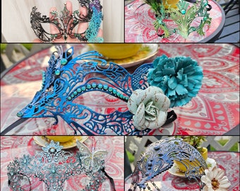 Mad Hatter Tea Party Masks - Fairytale Halloween Costume - Cottagecore Goblin Masquerade Mask - Sweet Floral Wall Decor