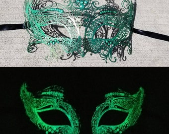 Glowing Green Dragon Mask - Glow in the Dark Halloween Costume Accessories for Men and Women - Blacklight Reactive