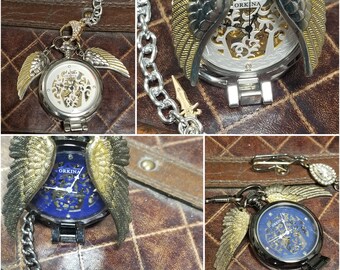 Good Omens inspired Mechanical Pocket Watches - Aziraphale Angelic Watch - Crowley Demonic Timepiece