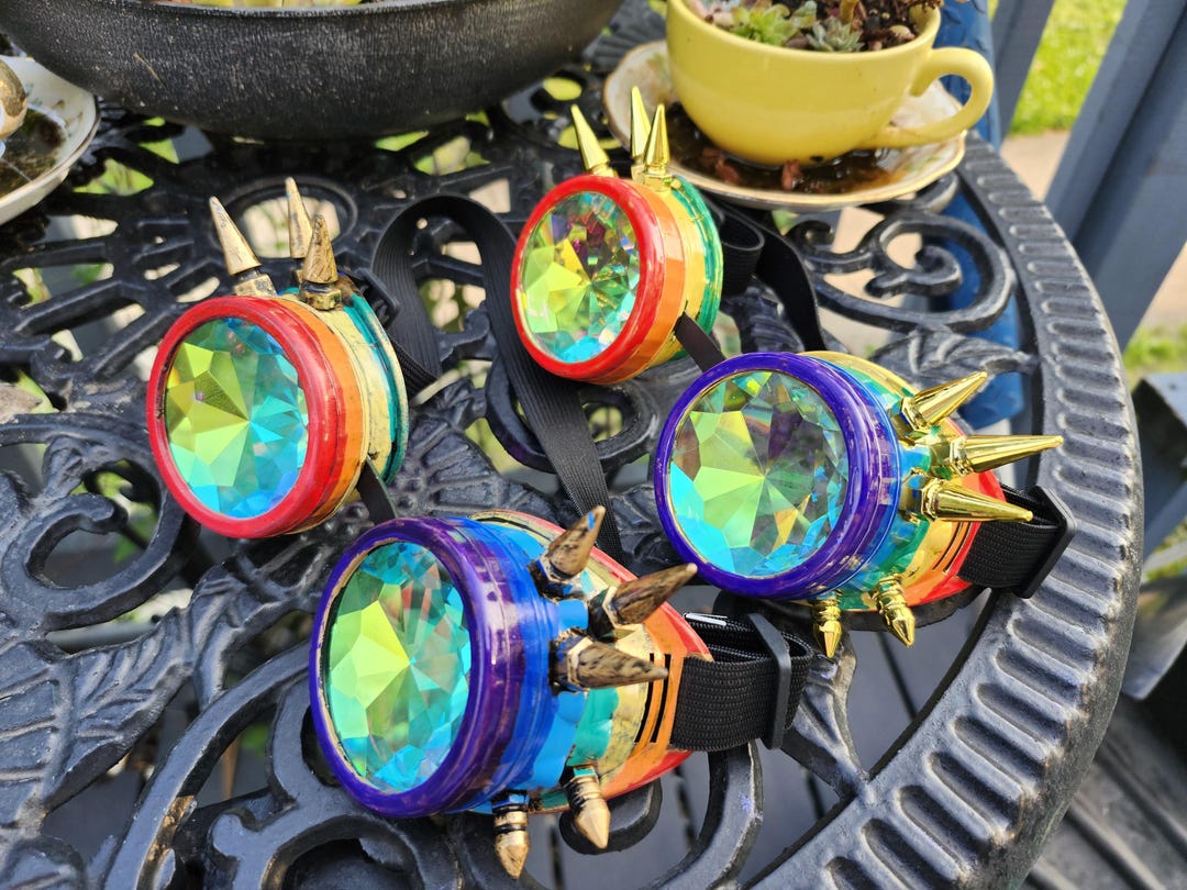 Silver Chrome Punk Goggles With Black Strap