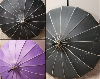 Queer Frontier Ready to Ship Pride Parasols - Rainbow Spiral Galaxy Umbrella - Space Ace - Non Binary Golden Ratio Nebula - Alphabet Mafia