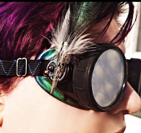 Color Change Feathered Steampunk Goggles Heat Reactive | Etsy