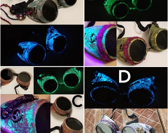 Wastelander Goggles - Steampunk Scientist Radioactive Glowing Post Apocalyptic Accessories - Made To Order Rave Glasses