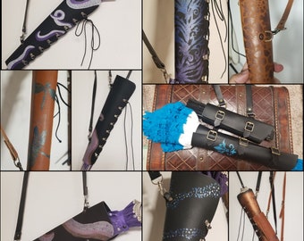 Unique Parasol and Fan Holsters - One-of-a-Kind Parasol Holster Ready to Ship - Mermaid Parasol Sling - Umbrella Carrier - Steampunk Quiver