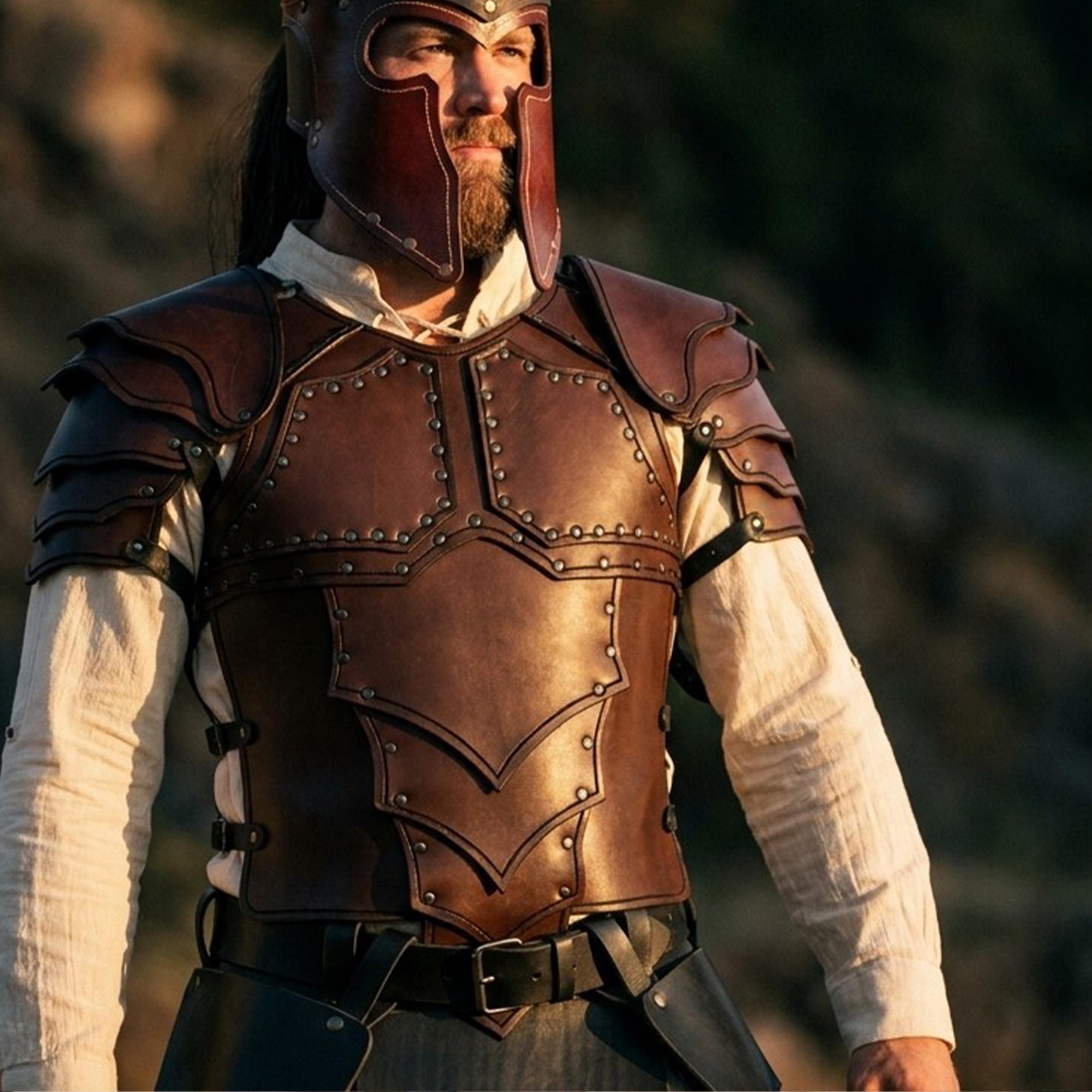 Medieval Warrior LARP Leather Armor Set Men's Viking Barbarian Cosplay ...
