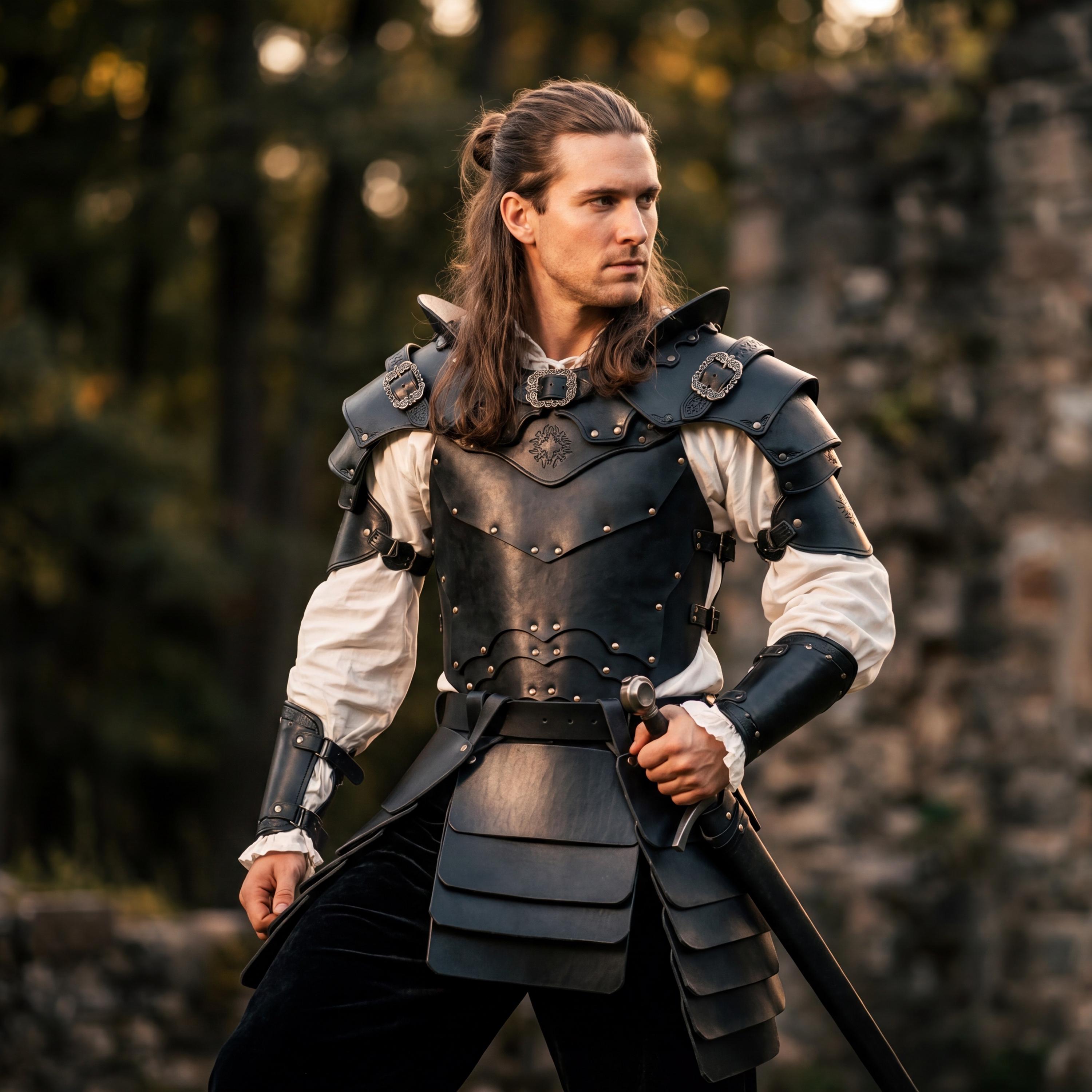 Premium Black Leather LARP Armor Set | Medieval Ranger Knight Cosplay ...