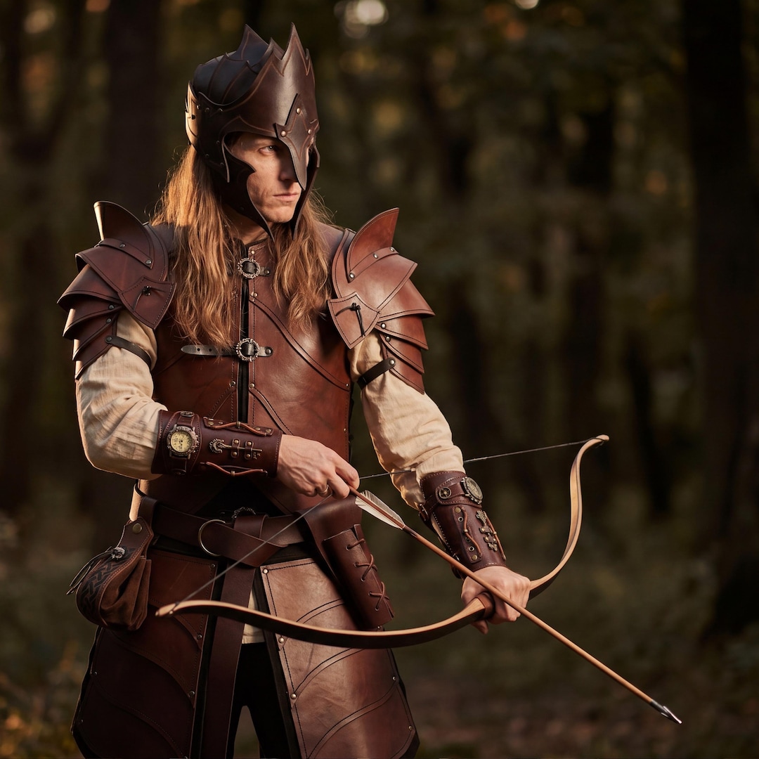 Elven Ranger LARP Leather Armor Set Men's Fantasy Archer Cosplay Outfit ...