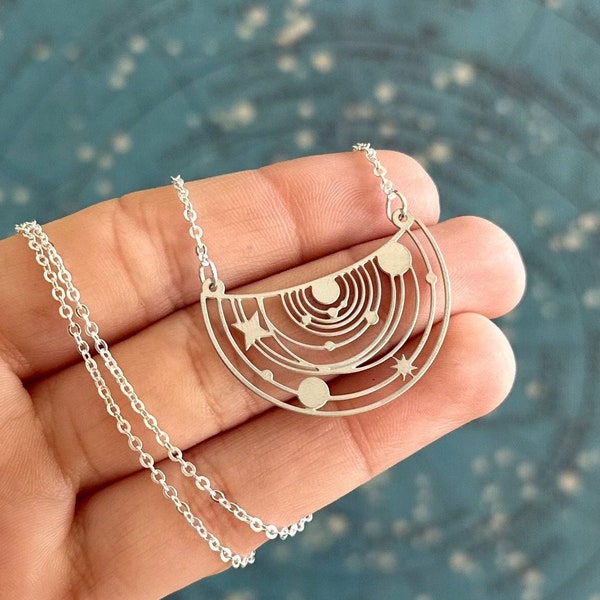 SOLAR SYSTEM NECKLACE | Astronomy Jewellery - Space Jewellery - Universe - Stainless Steel - Sterling Silver