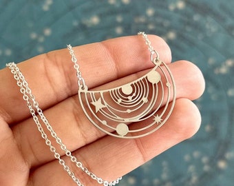 SOLAR SYSTEM NECKLACE | Astronomy Jewellery - Space Jewellery - Universe - Stainless Steel - Sterling Silver