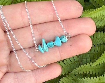 Howlite Crystal Bar Necklace | Minimal Boho Sterling Silver Chain