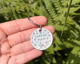 Stamped Keychain - Choosin' Texas | Hand Stamped Keyring, Country Music Inspired Gift, Western Accessory