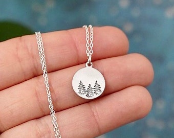 ARBOR | Hand Stamped Necklace - Stamped Pendant - Tree Stamped Necklace - Nature Jewellery - Silver - Minimal