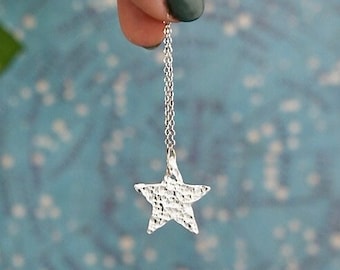 HAMMERED STAR NECKLACE | Hammered Jewellery - Star Jewellery - Constellation Jewellery - Sterling Silver
