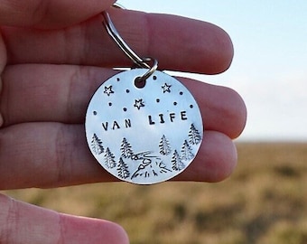Stamped Keychain - Van Life | Travel Keyring, Road-Trip Gift, Backpack Charm