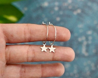 SILVER STAR HOOPS | Star Hoop Earrings - Sterling Silver Earrings - 925 Silver - Celestial Jewellery - Astronomy - Stargazer