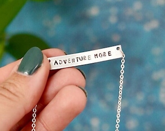 HAND STAMPED NECKLACE | Metal Stamped Jewellery - Custom Stamped Jewellery - Travel Inspired Jewellery - Adventure Jewellery