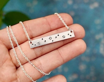 Hand Stamped Star Necklace | Sterling Silver Constellation Jewelry