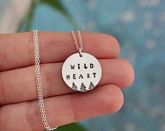 Wild Heart Necklace | Hand Stamped Necklace, Adventure Jewellery, Gift for Her