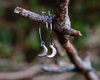 Moon Hoop Earrings | Celestial Jewellery, Minimal Jewellery, Stainless Steel