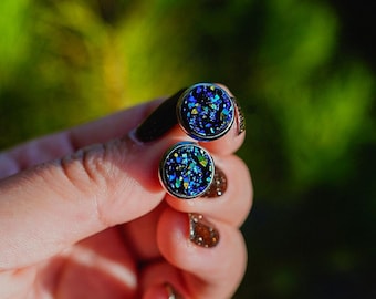Druzy Stud Earrings | Minimal Crystal Jewellery, Dainty Stone Studs, Gift for Her
