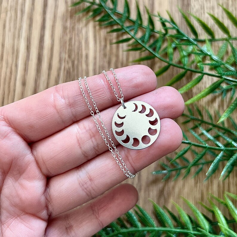 MOON PHASE NECKLACE Space Jewellery Constellation Moon Etsy UK