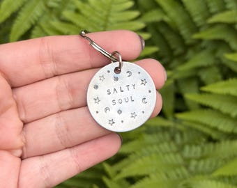 Stamped Metal Keychain | Salty Soul Zipper Pull | Handcrafted Adventure Gift