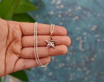 HAMMERED STAR NECKLACE | Hammered Jewellery - Star Jewellery - Constellation Jewellery - Copper Star - Sterling Silver