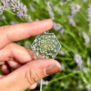 PRESSED FLOWER NECKLACE | Terrarium Necklace - Dried Flower Jewellery - Sterling Silver Jewellery