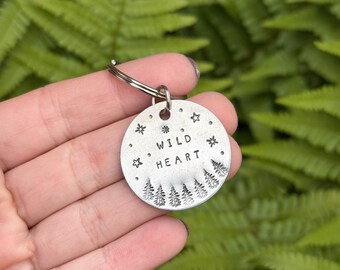 Hand Stamped Wild Heart Keychain | Zipper Pull, Travel Accessory