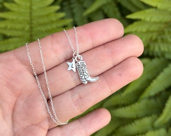 Cowboy Boot Necklace | Western Jewellery, Cowgirl Necklace, Country Music Gift, Sterling Silver Chain