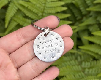 Hand Stamped Keychain | Chase The Stars Zipper Pull | Adventure Gift