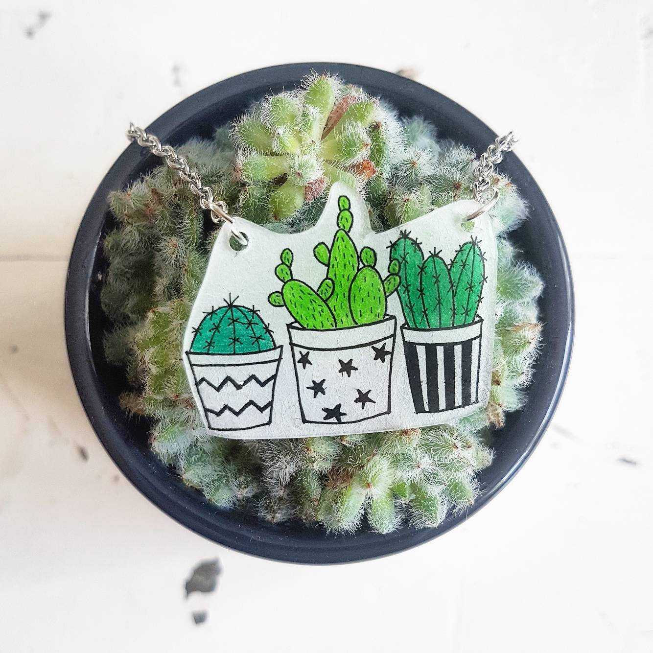 Cactus Necklace // Cactus Jewellery // Succulent Necklace // Etsy