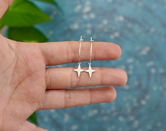 SILVER STAR HOOPS | Star Hoop Earrings - Sterling Silver Earrings - 925 Silver - Celestial Jewellery - Astronomy - Stargazer