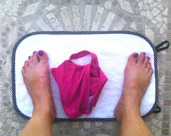 Petite serviette de pieds / Kit sortie de piscine / sac à maillot / sortie de bain / mini serviette / petit tapis de bain / sac pieds au sec