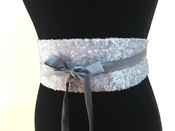 OBI Belt to Tie in Gray Sequins and 