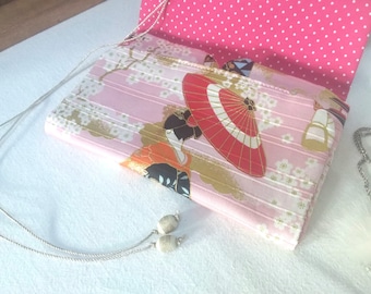 Pochette de rangement à bijoux à plier ou rouler en coton japonais : pochette à bijoux organiseur de voyage, idée cadeau femme