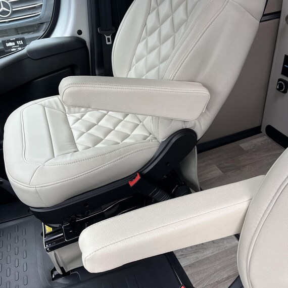 RV Dodge Ram ProMaster Armrest Covers, Front seats Set 2pcs, Class B Camper fits for 2014-2025 years, auto Vinyl, Beige color, pebble grain