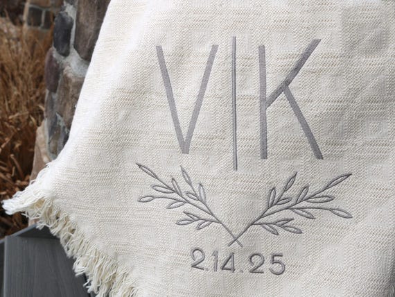 Personalized wedding blankets with their INITIALS | embroidered throws | custom monogrammed afghan | personal wedding gift | new couple USA