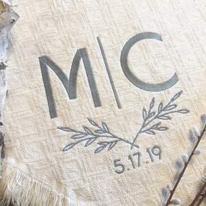 Personalized wedding blankets with their INITIALS | embroidered throws | custom monogrammed afghan | personal wedding gift | new couple USA