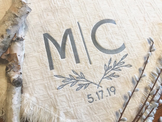 Personalized wedding blankets with their INITIALS | embroidered throws | custom monogrammed afghan | personal wedding gift | new couple USA