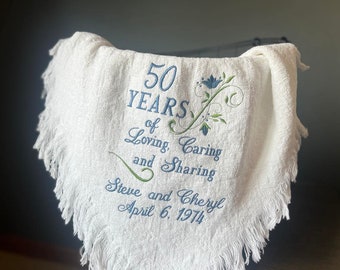 Personalized Anniversary Embroidered Throws and Blankets |  Custom Embroidered Wedding  | Anniversary Gift | Completely Personalized by You!