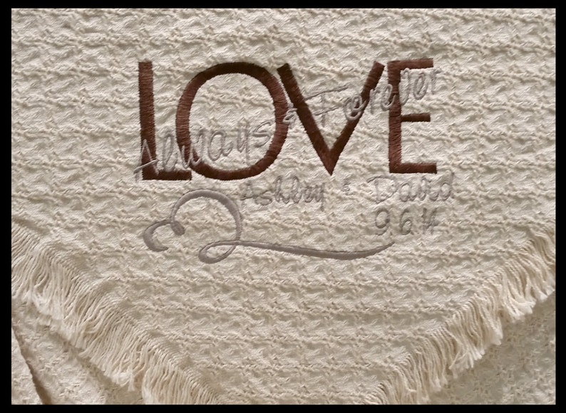 Personalized Wedding Embroidered Throws and Blankets Custom Etsy