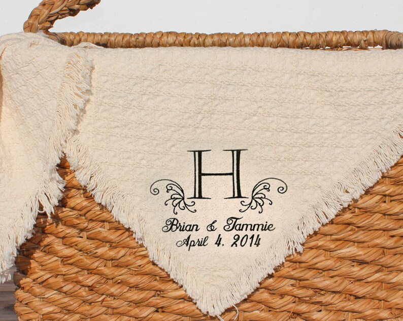 Personalized Wedding Embroidered Throws and Blankets Custom Etsy