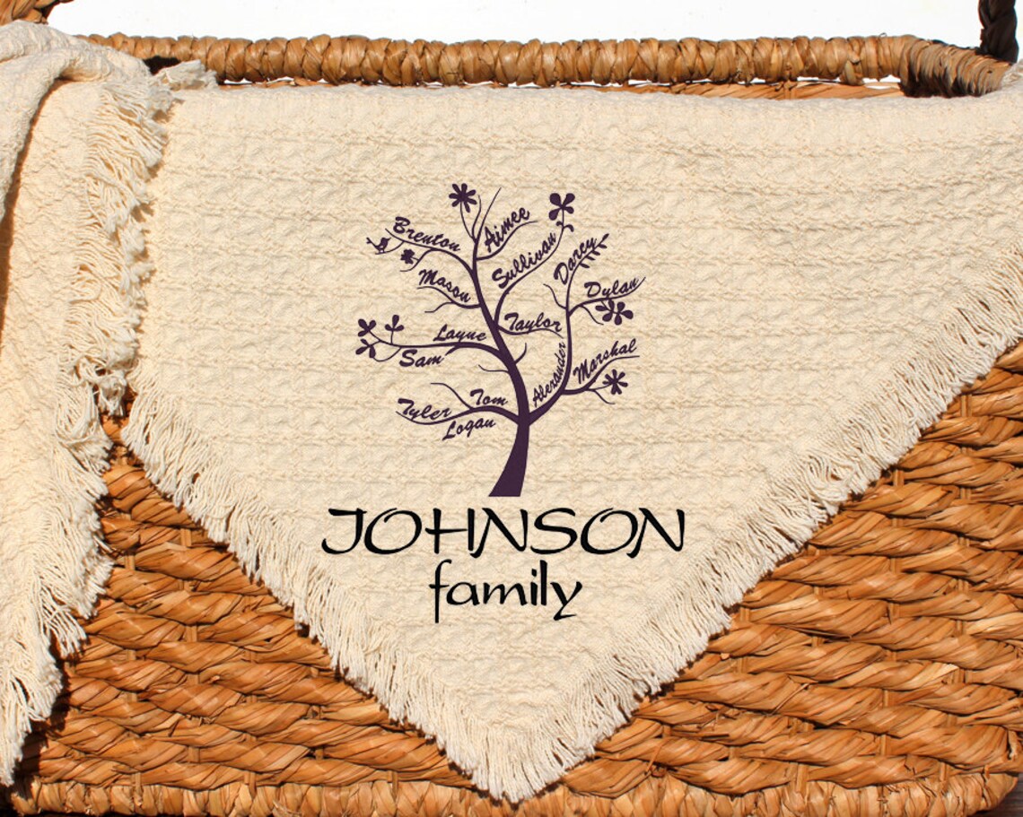 Personalized Family Tree Blanket Custom Embroidered Family Etsy