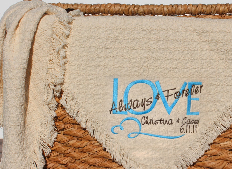 Personalized Wedding Embroidered Throws and Blankets Custom Etsy