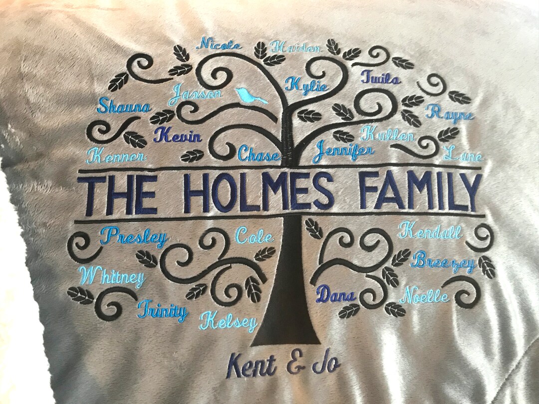 Personalized Family Tree Blanket Custom Embroidered Family Etsy