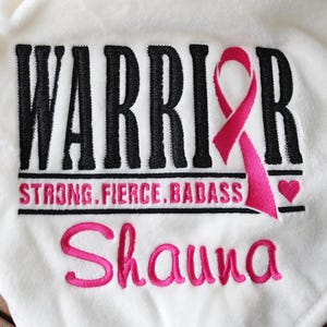 Sherpa cancer Warrior blanket - gift for cancer patient through chemo - custom lettering - warm throw personalized - custom cancer ribbon