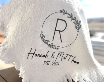 Personalized wedding blankets w/ LAST NAME initial | embroidered throws | custom monogrammed afghan | personal wedding gift | new couple USA